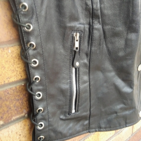 Hot Leathers Lamb Skin Laced Side Biker Vest - Picture 4 of 8